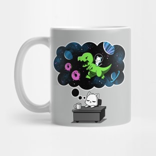 Cute Funny Cat Kitten Dreaming About Space Sarcastic Humor Quote animal Lover Artwork Mug